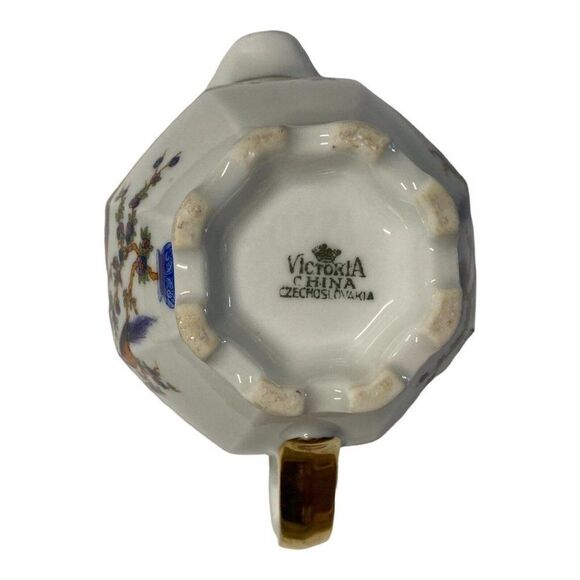 Vintage Exotic Birds Creamer by Victoria Czech China Pattern VIT306 Floral Vase - Picture 7 of 8